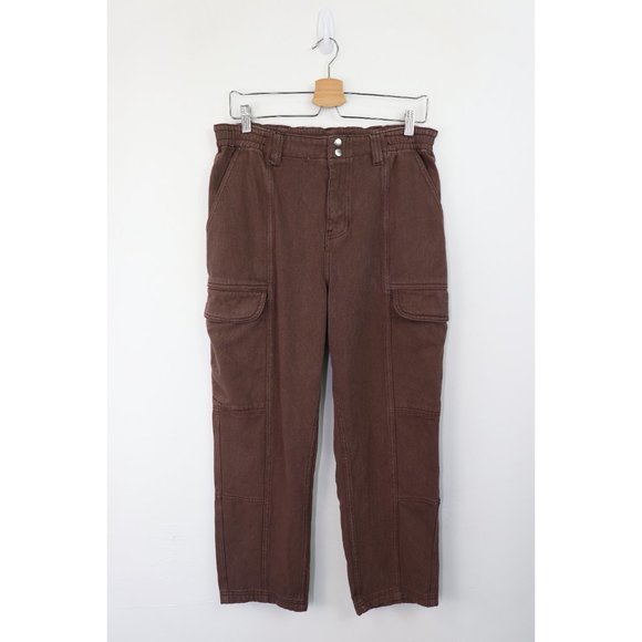 Pacsun Brownie Utility Cargo Pants High Rise Straight Leg Rigid Denim Brown L - Picture 4 of 8